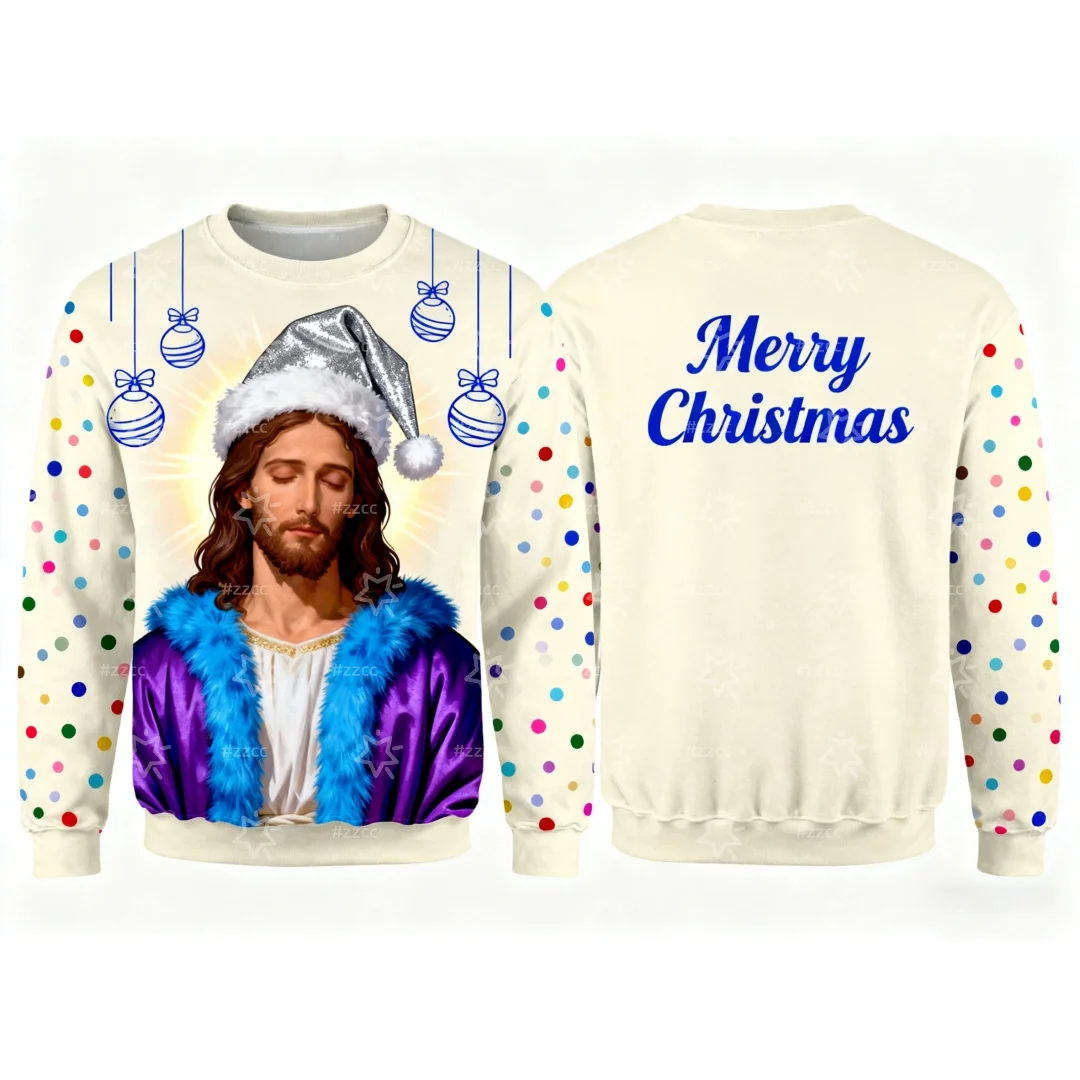 عيد الميلاد يسوع الجرافيك بلوزات ثلاثية الأبعاد طباعة الخريف الترفيه بلوزات Y2K الأطفال هوديس الرجال والنساء بلوزات #4