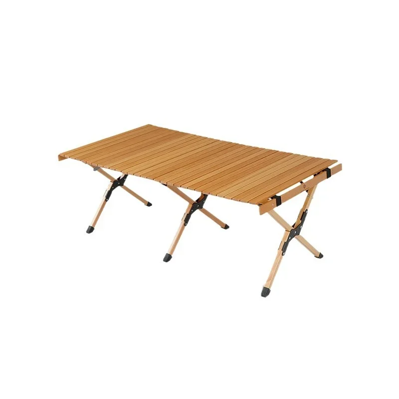 

Outdoor camping folding table beech egg roll table portable barbecue picnic solid wood camping picnic egg roll table