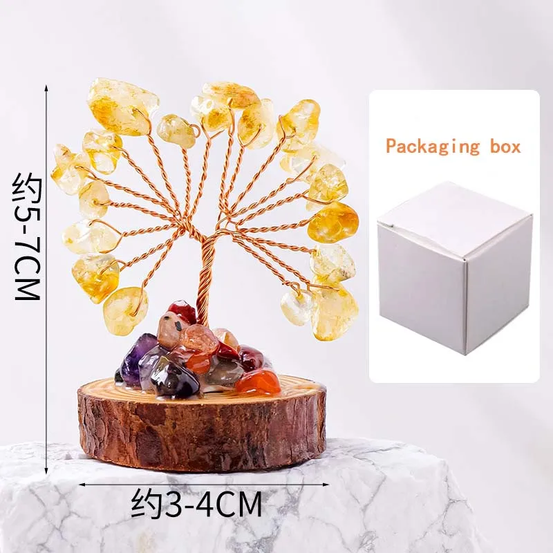 1PC Natural Gemstone Seven Chakra Crystal Gravels Crystal Money Tree With Agate Base Healing Stone Lucky Tree Home Decoration