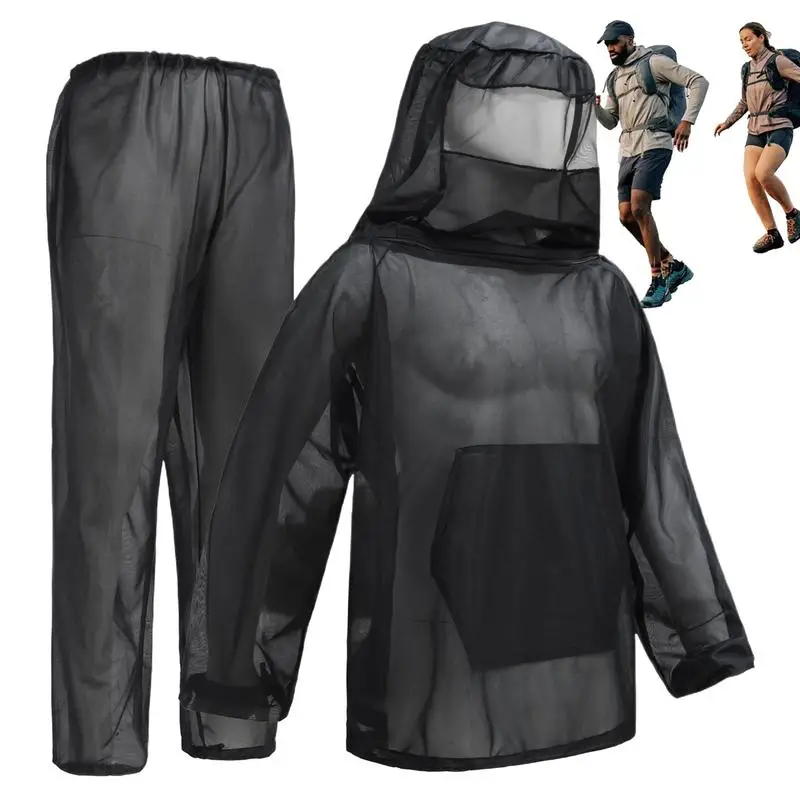 Outdoor Fly Net Shirt Mesh Hooded Bug Jacket Mesh Bee Suit for Beekeepers Shield Barrier Protection Repeller Wearable Guard