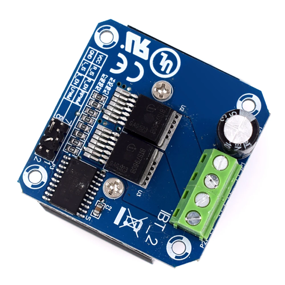 Smart car high-power motor drive module, dual BTS7960 h bridge 43A current limiting control semiconductor refrigeration drive