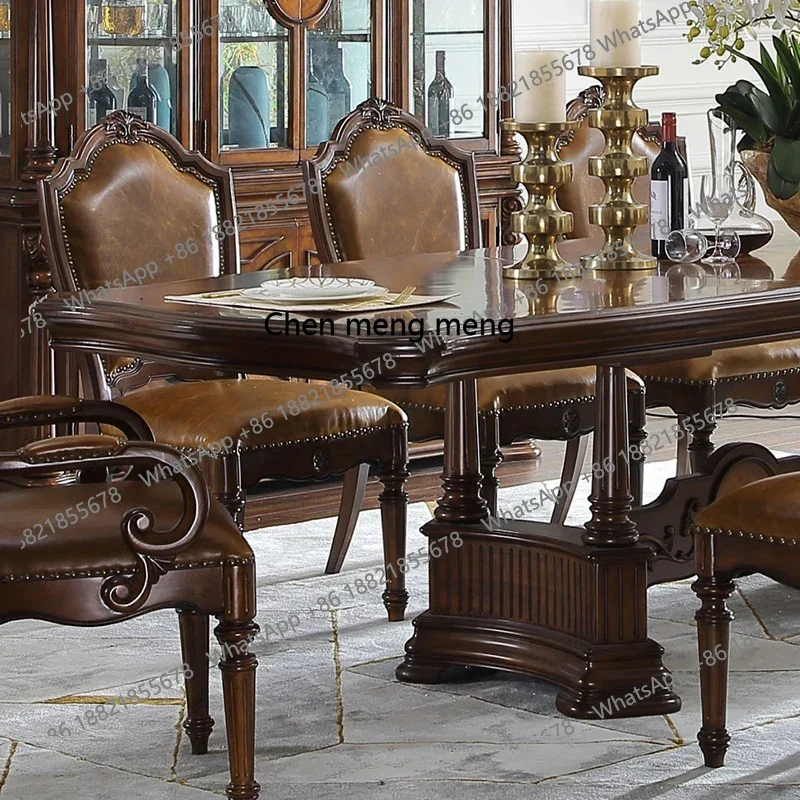 Europeu retro madeira maciça longa mesa de jantar país americano mesa de conferência casa mesa de jantar restaurante h
