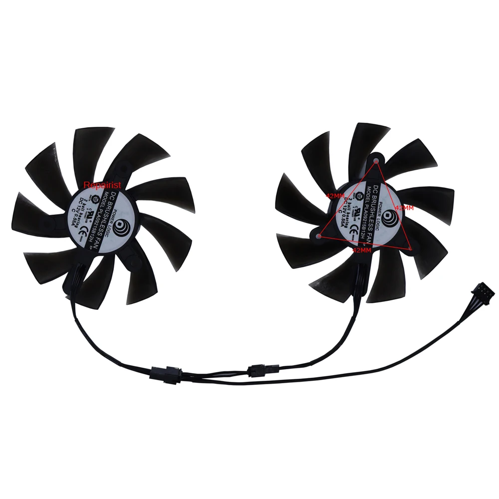 2Pcs/Set,Video Card Fan,XY-D09015B,PLA09215B12H,For MLLSE GTX 1660Ti 6G,RTX 3060 Ti 8GB,RTX2060 8g,GPU Cooler,Video Card Cooling