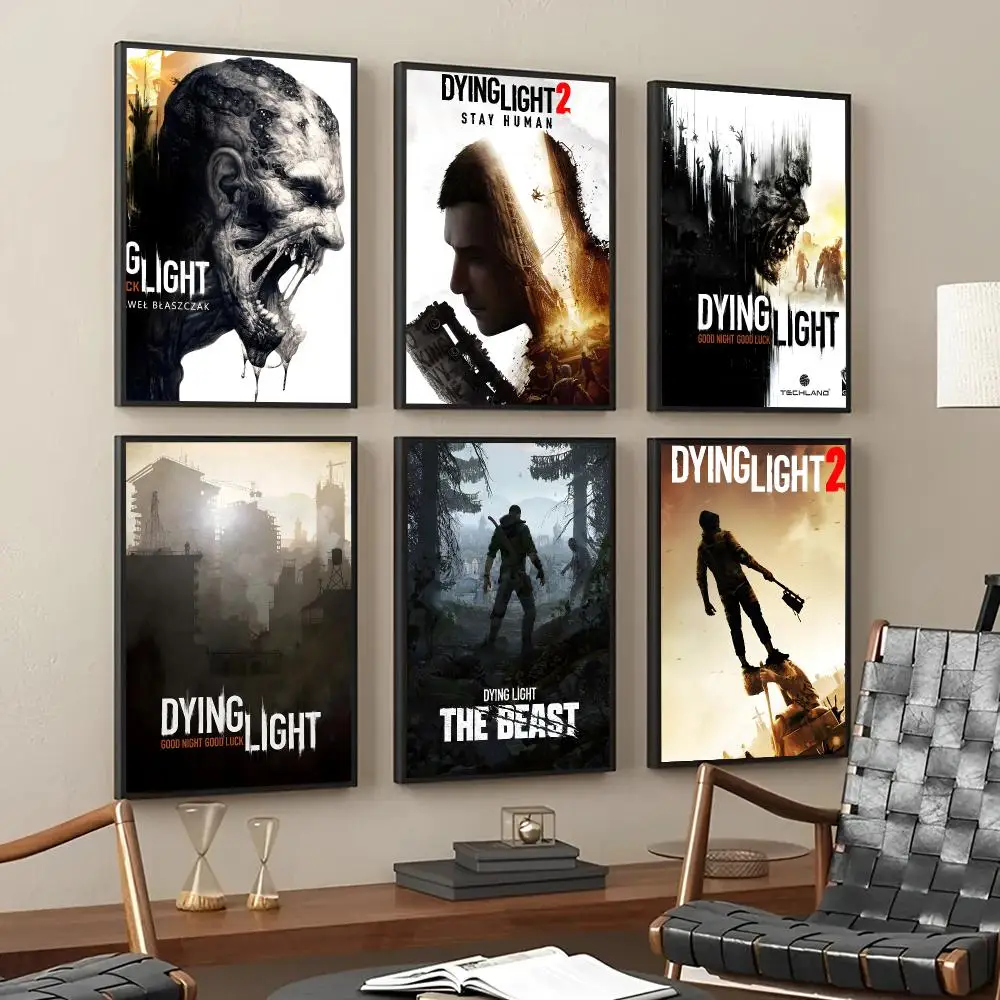 Parkour Action Game D-Dying Light Poster Decorative Wall Art Stickers Mural For Home Living Room Hallway Decor Gift