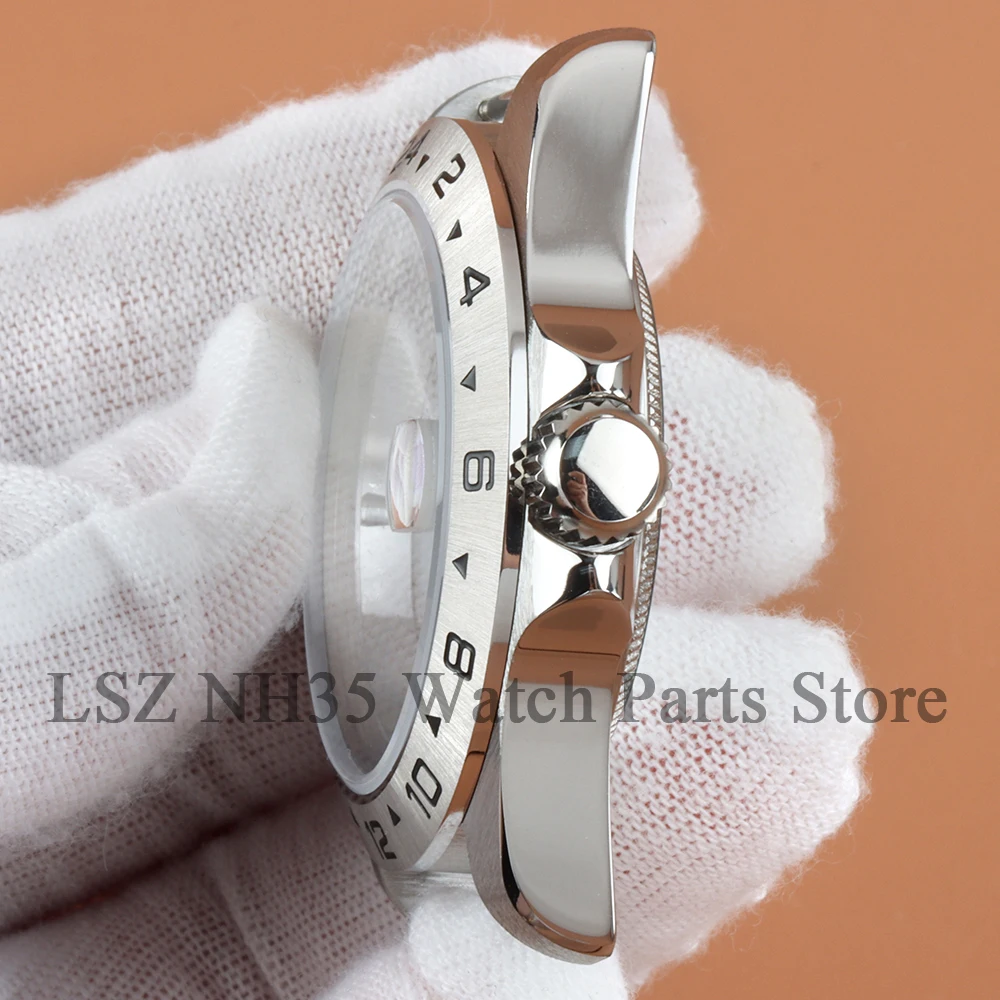 ل NH35 39 مللي متر EXP 24 ساعة GMT الصلب الحافة ساعة الحال بالنسبة NH34 NH35 NH36 حركة 28.5 مللي متر الهاتفي الياقوت الزجاج حافظة ساعة أجزاء