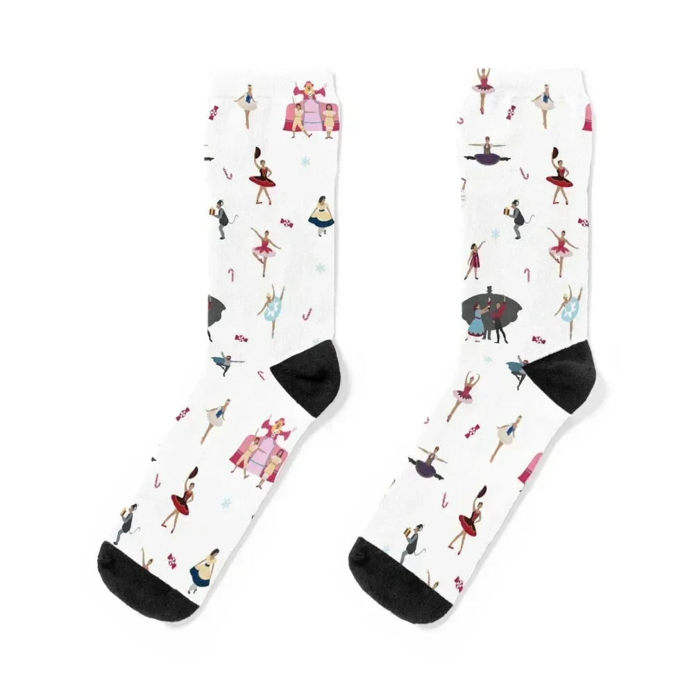Nutcracker Ensemble - White Socks with print hip hop Non-slip Socks For Men Women's