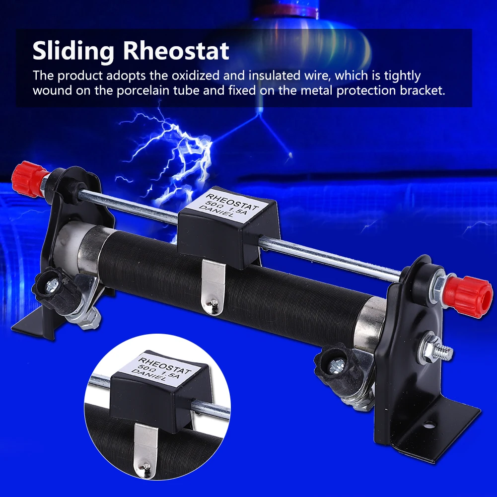 Sliding Rheostat Physics Electrical Slide Rheostat Resistance Laboratory Researching Tool 1.5A 50Ω