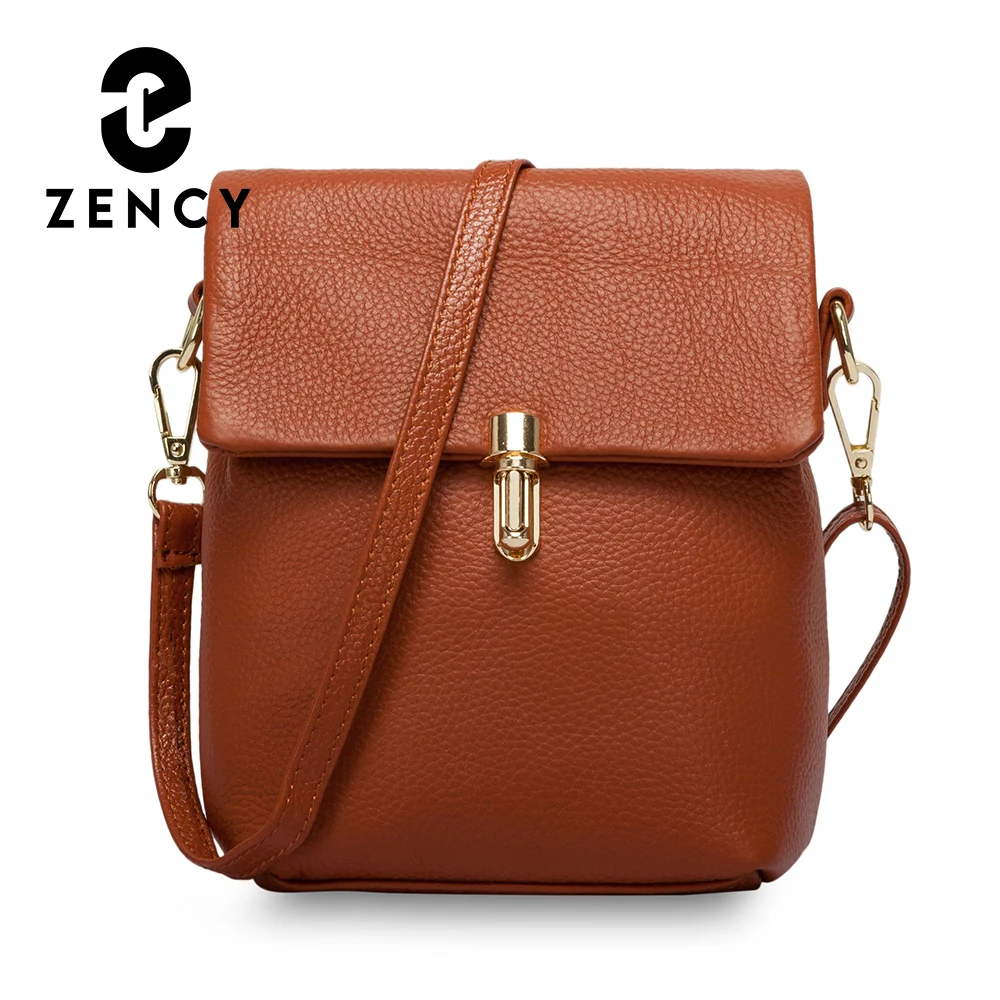 Zency 100% Genuine Leather Fashion Women Messenger Bag Practical Phone Purse Girl\'s Small Flap Bags Lady Shoulder Handbag