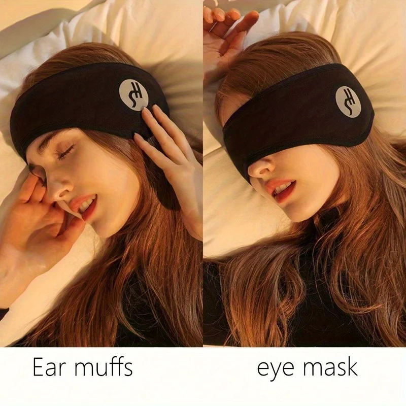 1 adjustable comfortable sleep mask with noise cancelling earplugs, soft black eye mask suitable for all skin types