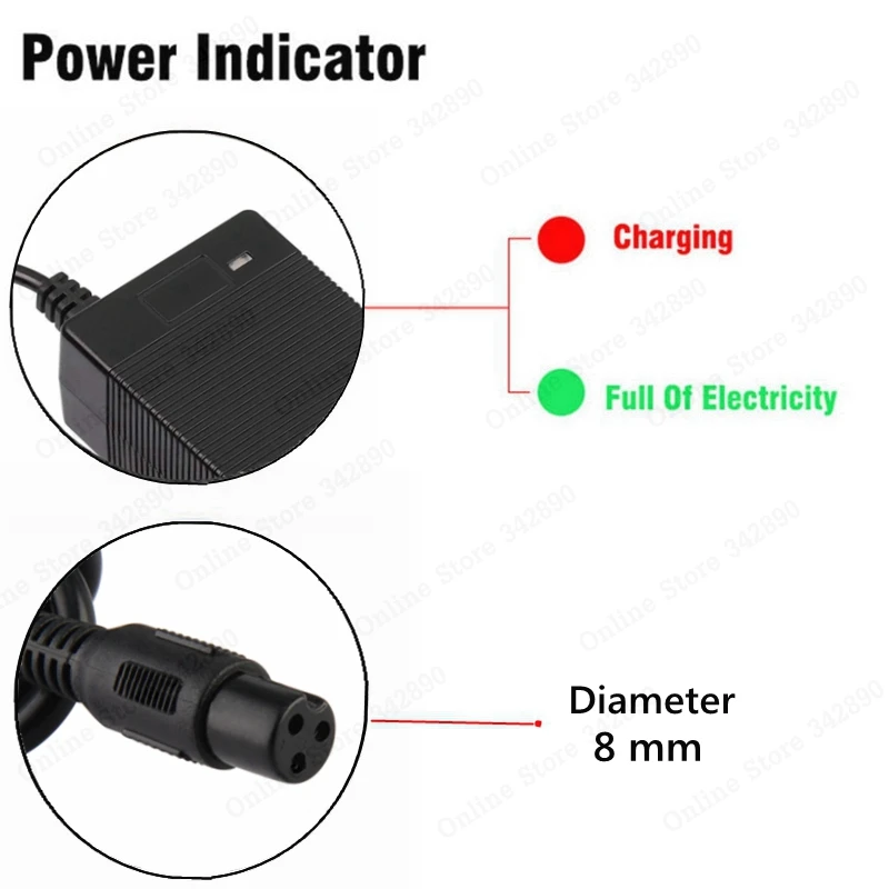 33.6V 2A Charger for 8S 28.8V ebike soooter Smart Li-ion Battery Charger 29.6V Lithium polymer battery Charger GX12 3P Connector