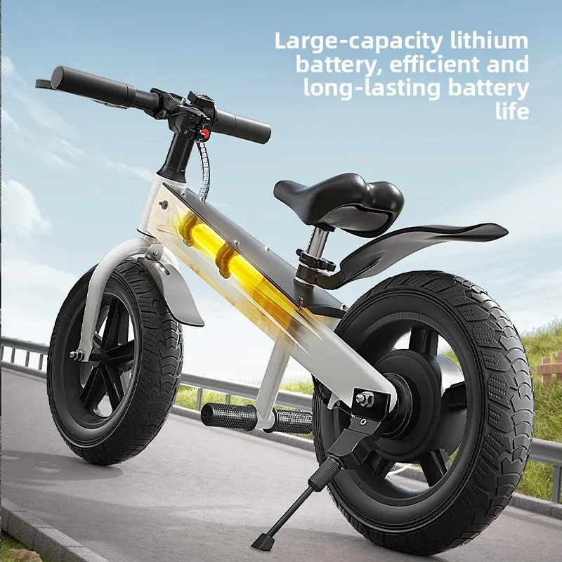 New Children Electric Balance Bike With Adjustable Speed Electric Assist 12-inch Tires Carbon Steel Frame For Boys Girls