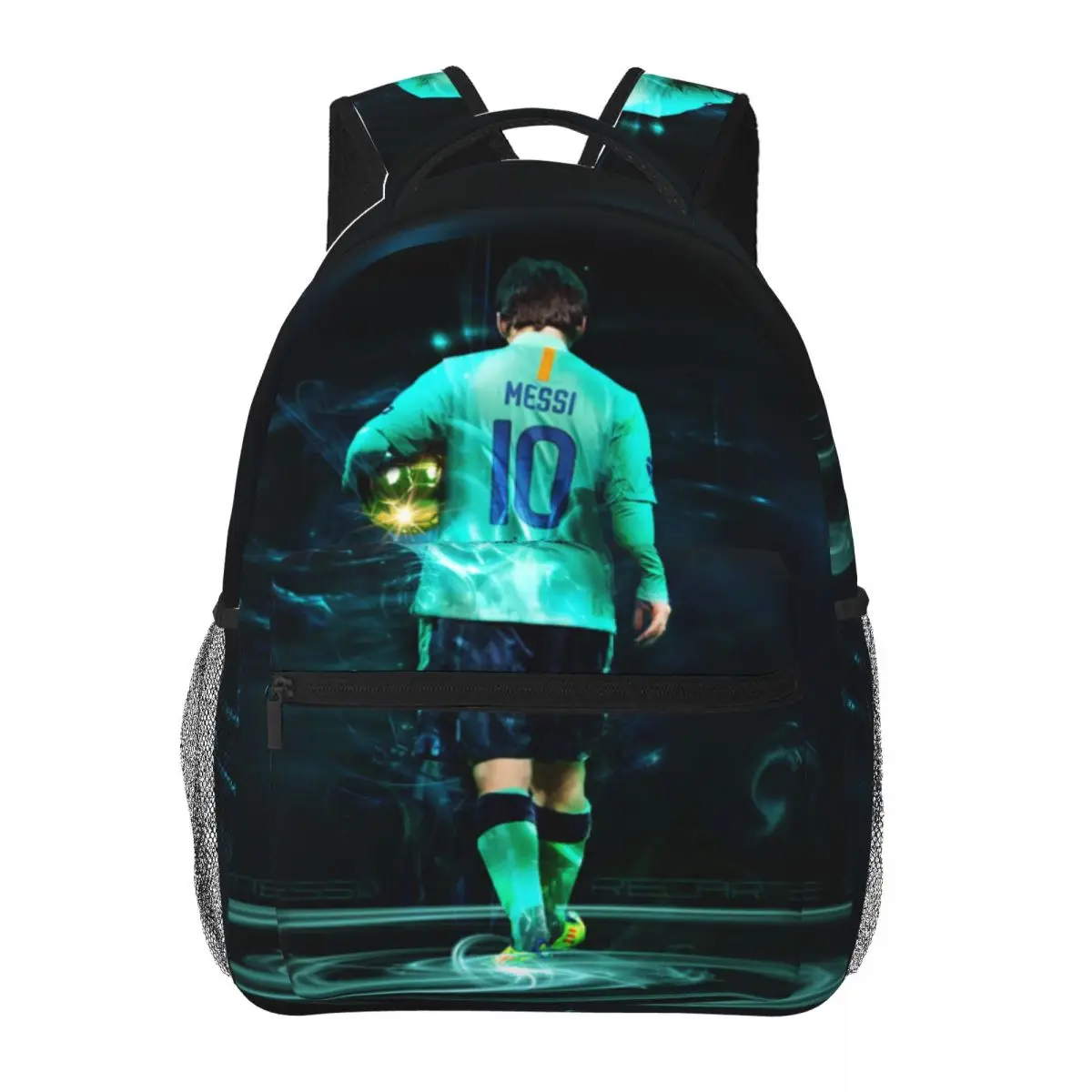 Tas sekolah ringan motif Messi-10, untuk sekolah, luar ruangan, belanja, kantor 17 inci