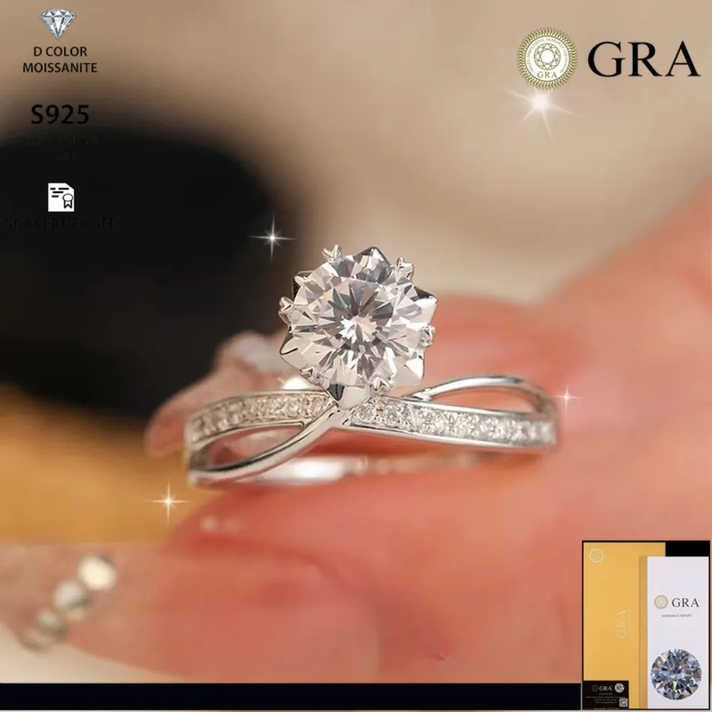 

Кольцо с бриллиантом D цвета с муассанитом, кольцо из стерлингового серебра S925, снежинка, галактика, модное нишевое дизайнерское кольцо