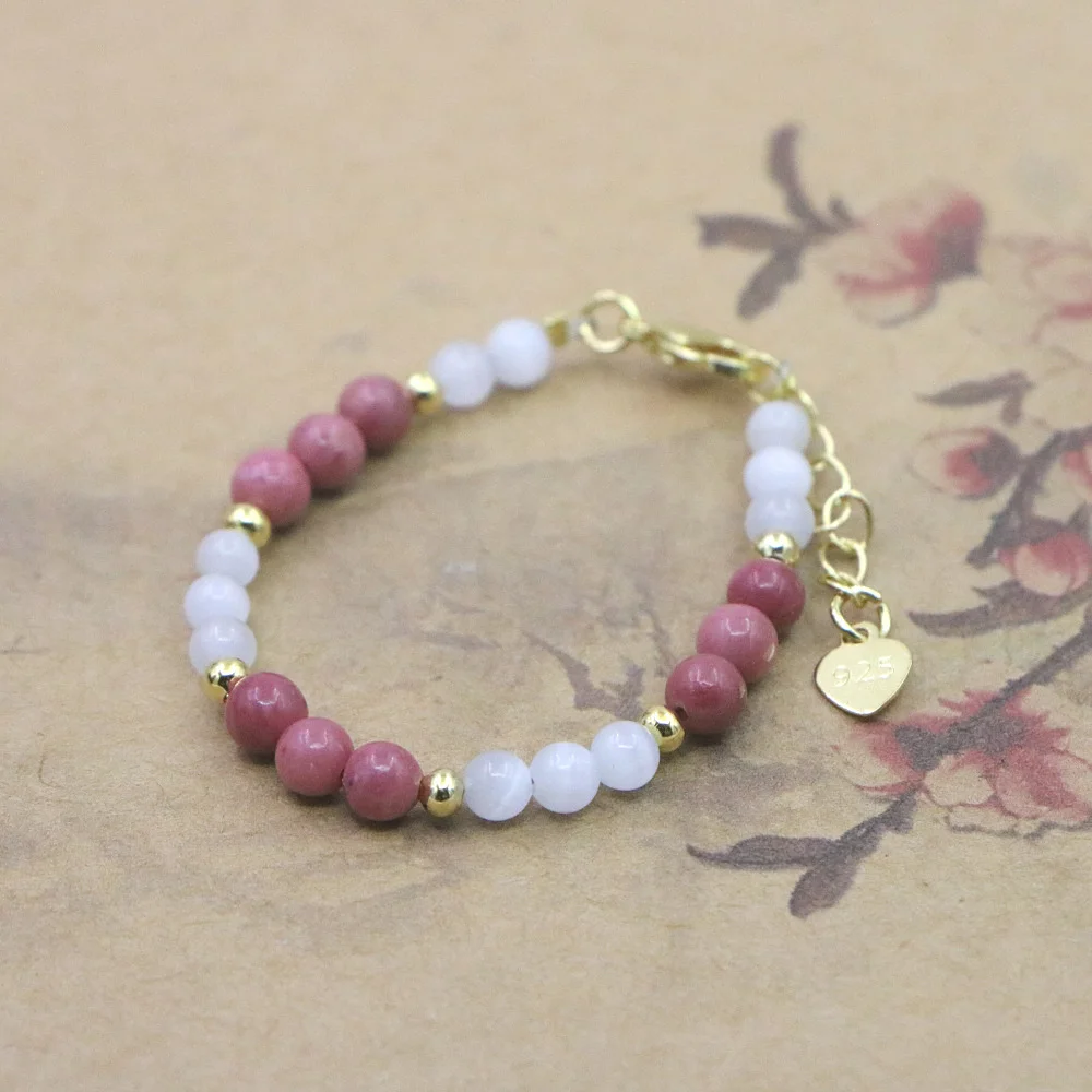 Charm Lovely Natural Stone Crystal Bracelet Baby Baptism Lobster Clasp Parts Yoga Christmas Wedding Girls Gift Jewelry Fashion