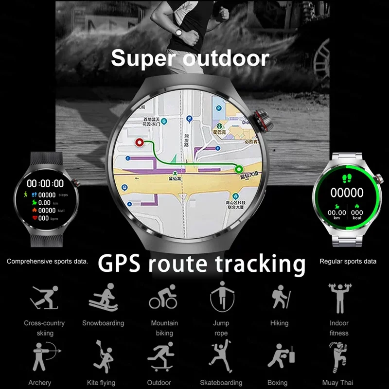 For Huawei Watch 4 Pro Smart Watch Men 360*360 HD Screen BT Call NFC IP68 Waterproof Heart Rate Blood Sugar Smartwatch 2024 New