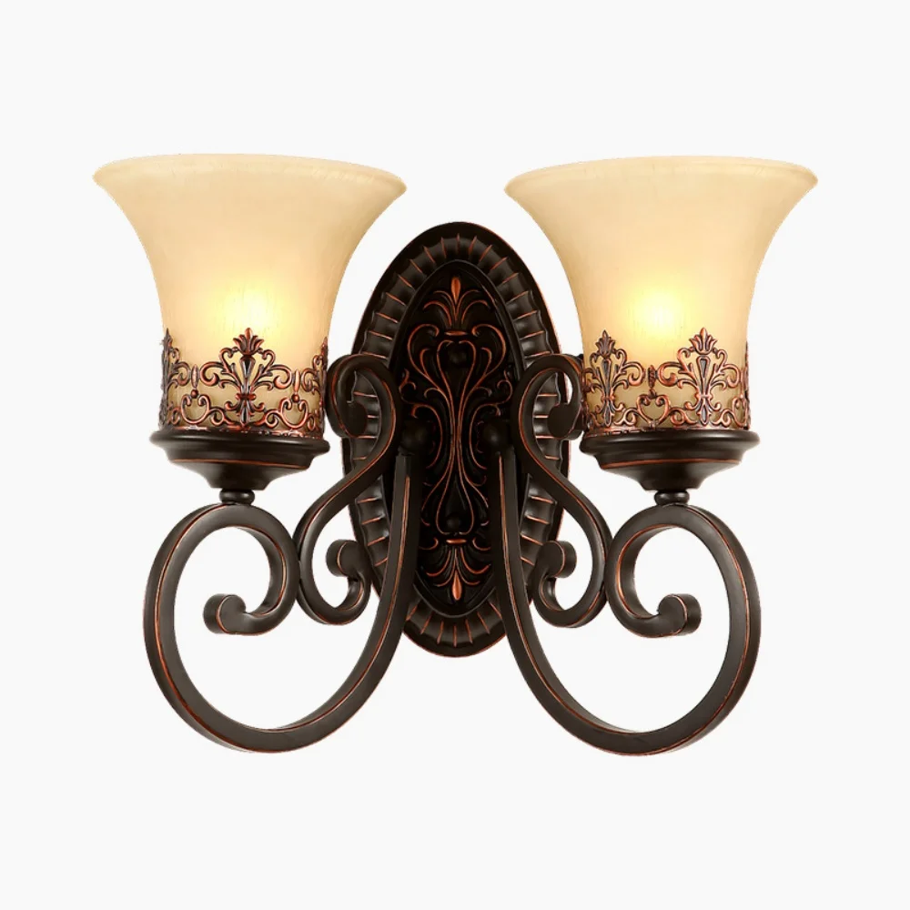 European Style Wall Sconce Metal Wall Lantern With Glass Lampshade Embedded Wall Light Wall Mounted Lamps For Bedroom Study Room