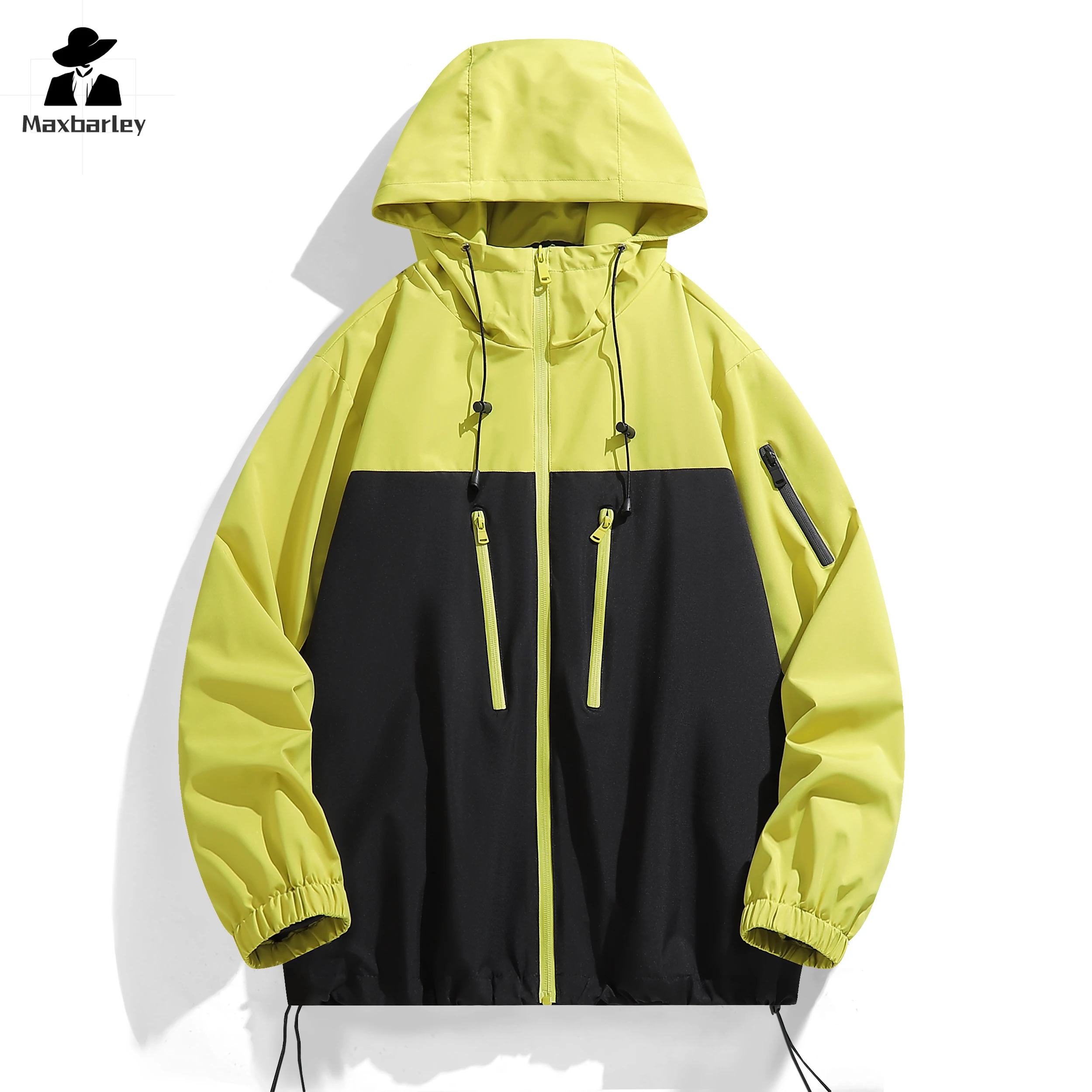 

2024 Autumn Casual Jacket Men Women's Hiking Camping Waterproof Hooded Windbreaker Couple's Top All-match Stitching Zipper Coat