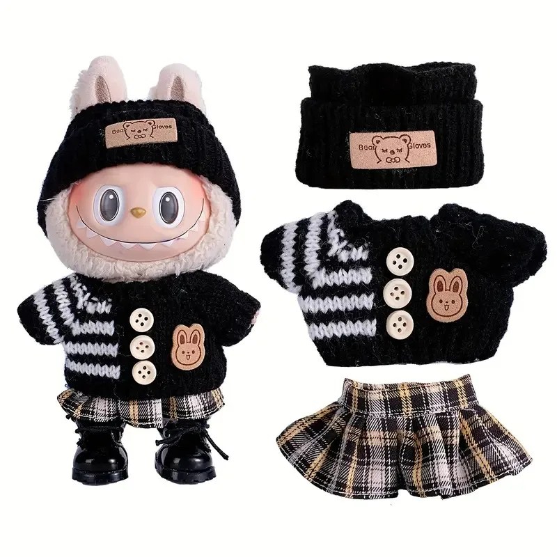 Doll Sweater Pants Shoes set For labubu Clothes 17 cm Doll Accessories,Toys For Girls,Christmas Festival Birthday Present
