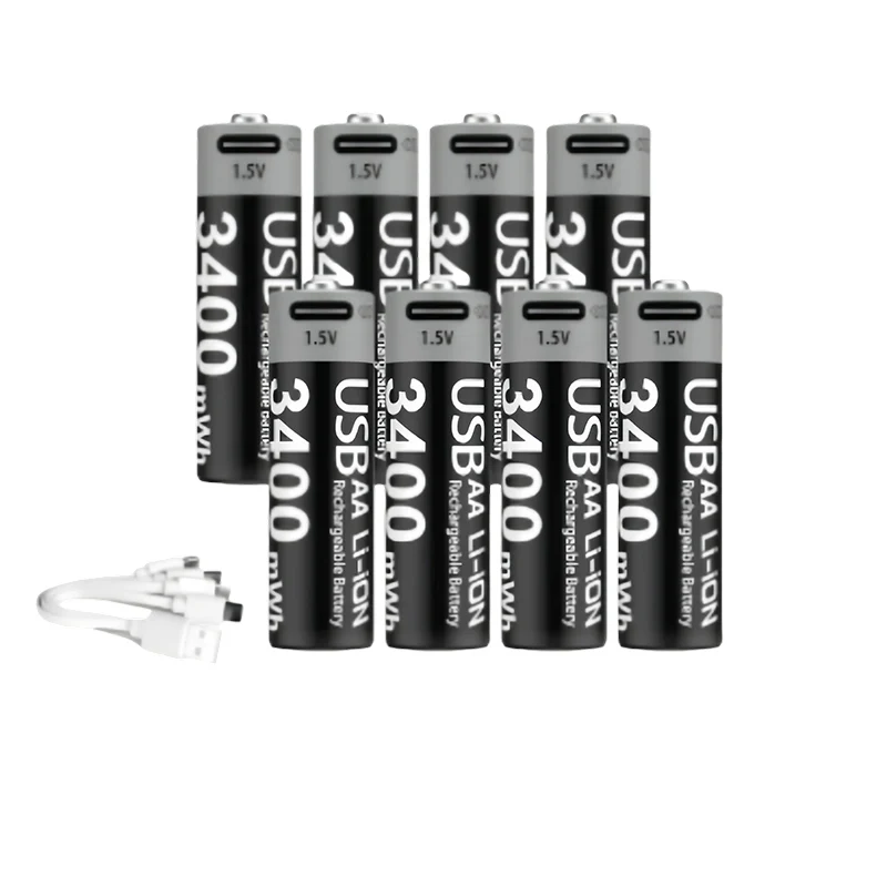 Akumulator litowy Kuugro USB AA 1.5V 3400mWh z ładowaniem Type-C do kamer myśliwskich, pilotów, myszy, inteligentnych zamków do drzwi, zabawek — zdjęcie 2