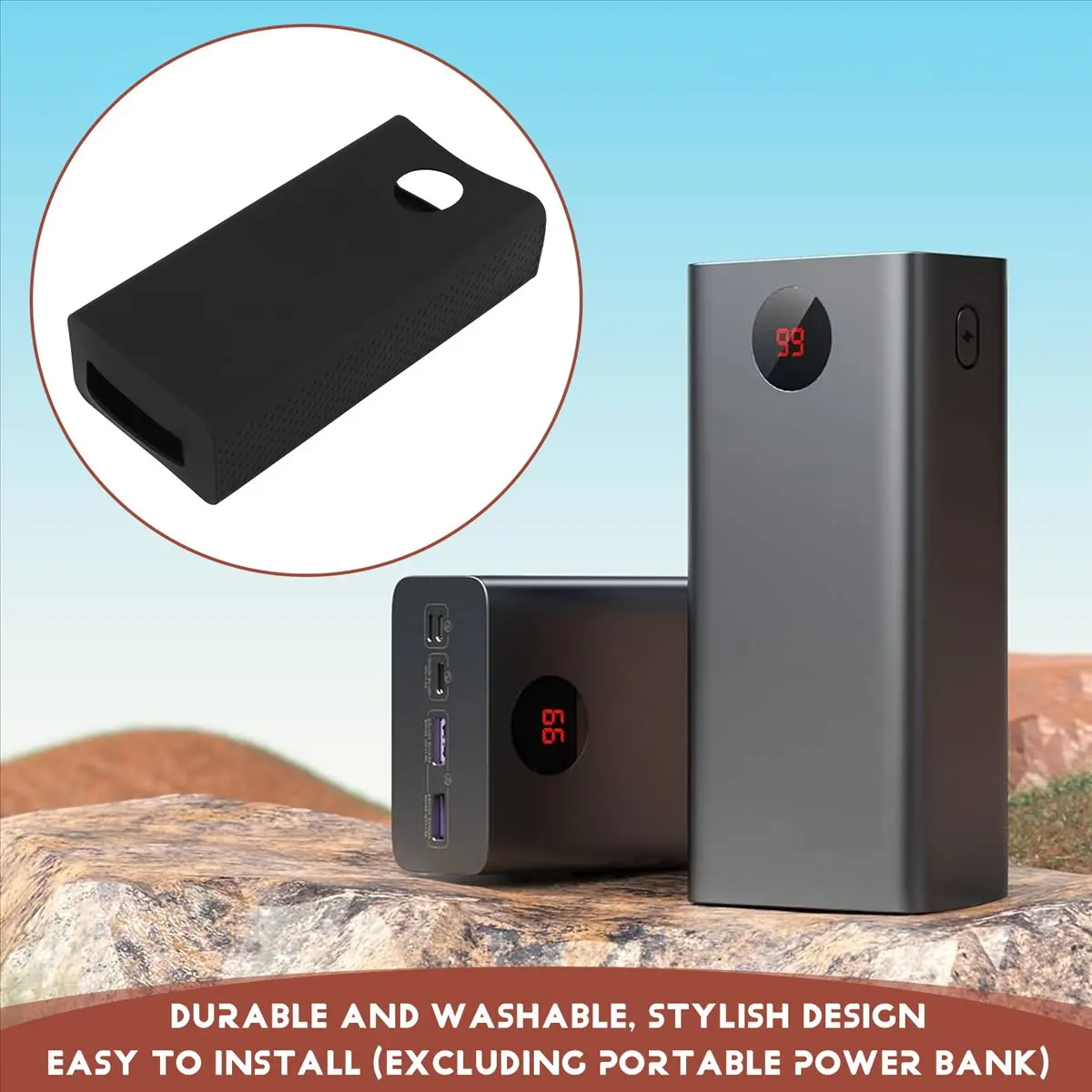 ABGN Portable Power Bank Protective Case 40000Mah Power Bank Silicone Case for Pea40 (Black)