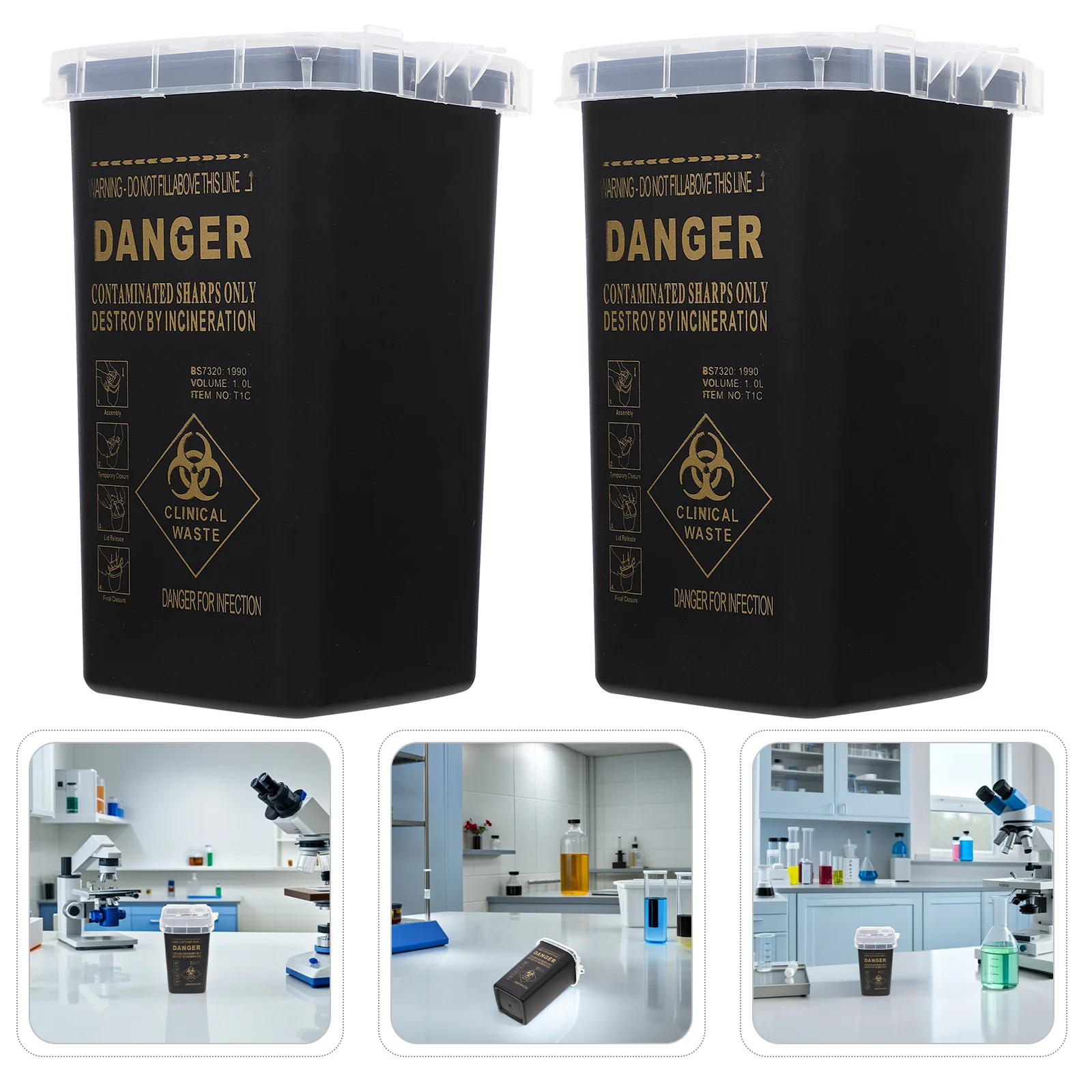 

5Pcs Sharps Disposal Container Bright Visible Tattoo Waste Sharps Bin Heavy-Duty Needle Storage Bucket for Safe Needle Disposal