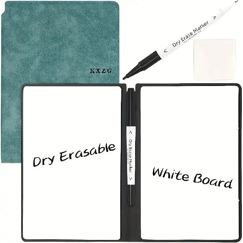 A5 Whiteboard Notebook Portable Dry Erase Board PU Cover Erasable Handheld White Board Reusable Drawing Notebook Easel Pad