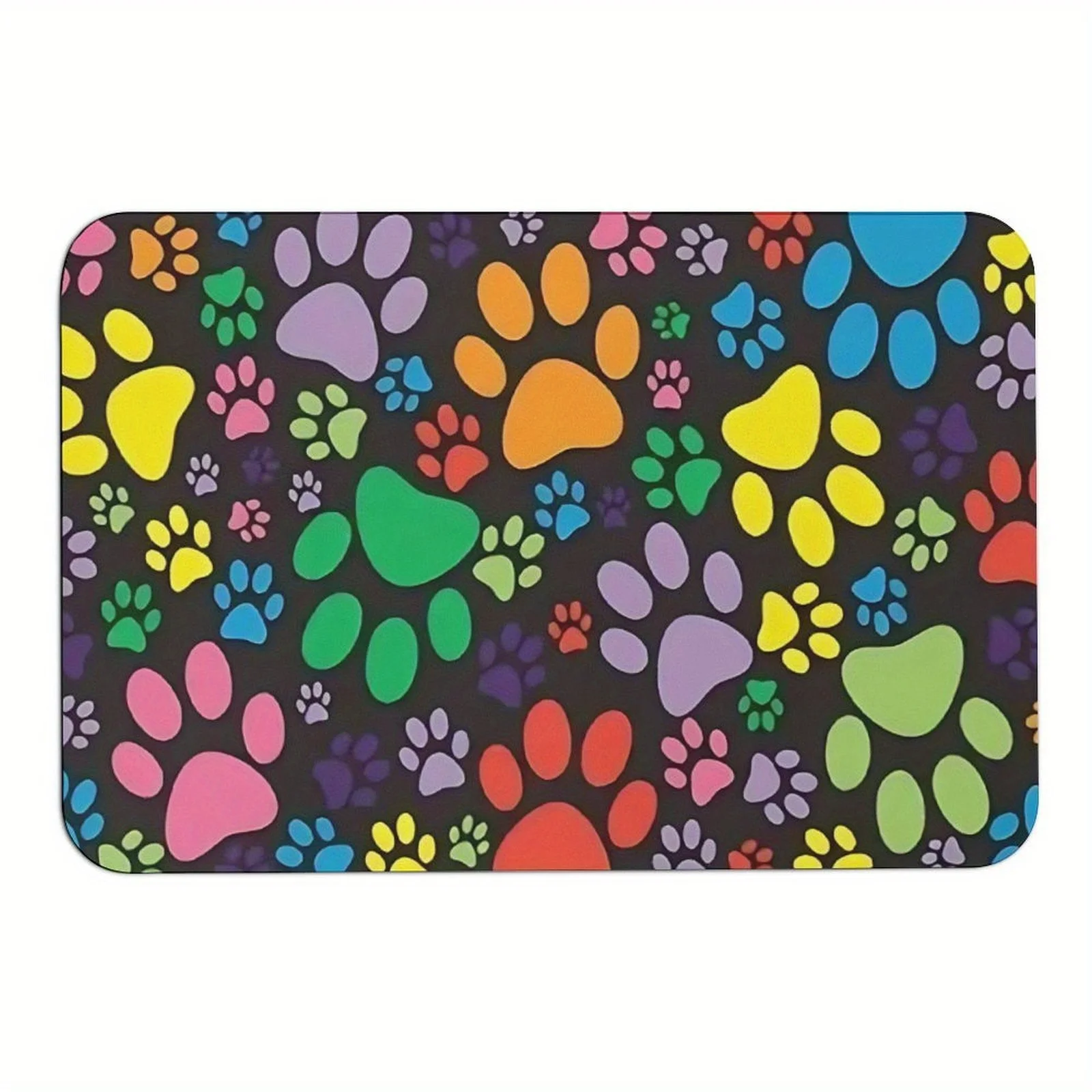 Colorful Paw Print Doormat - Anti-Slip, Durable Home Decor Mat for Pet Lovers, 60x40cm, Perfect Gift, Fun Design