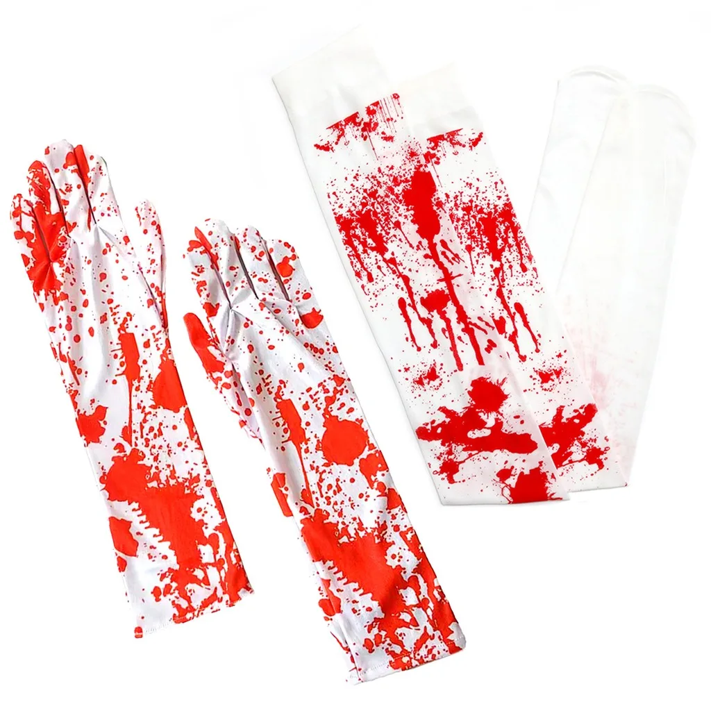 Blood Print Socks Halloween Party Costume Gloves Blood Print Gloves Themed Halloween Gloves For Costume Accessory Makeup Party