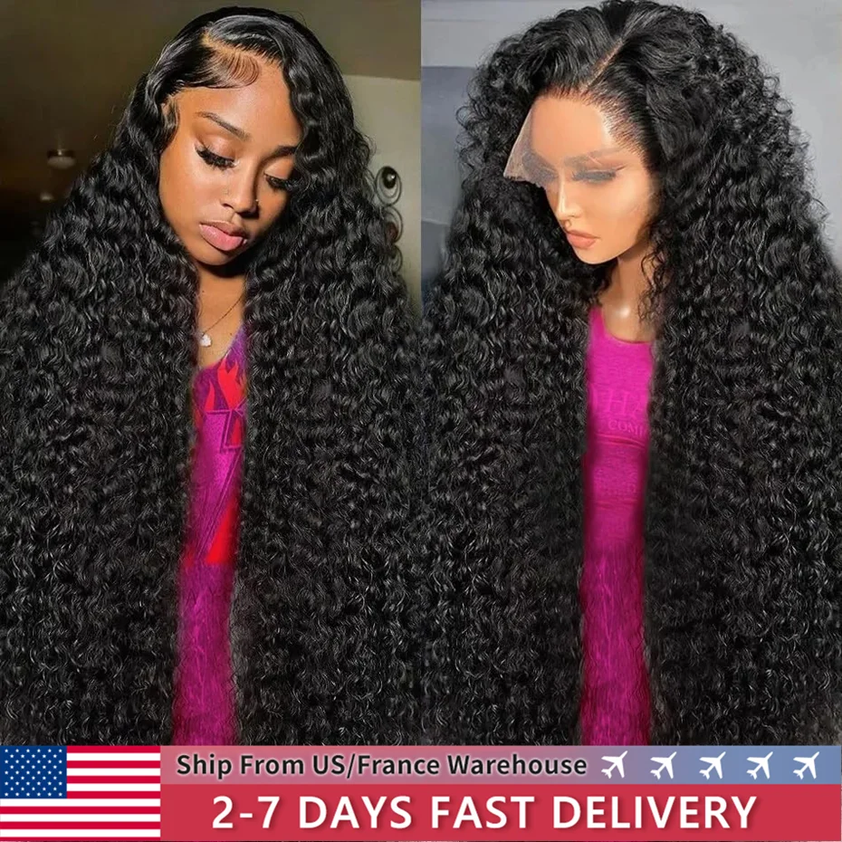 30 32 Inch Deep Wave Lace Front Wigs Human Hair 200 Density 13x6 Transparent Lace Frontal 13x4 Curly Wigs For Women Bling Hair