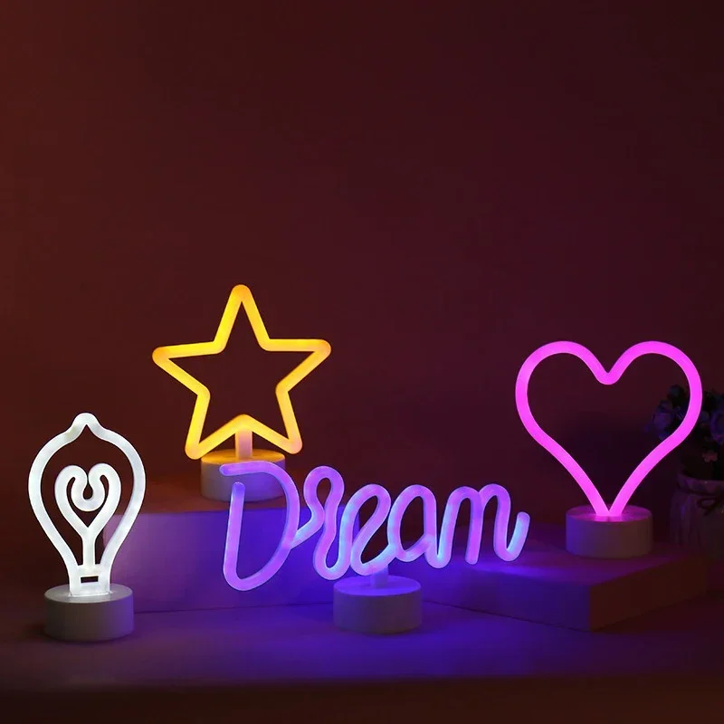 

Star Rainbow Multi-style LED Night Lamp Neon Sign Battery For Home Children Room Bedside Night Light Decoration LED Table Light