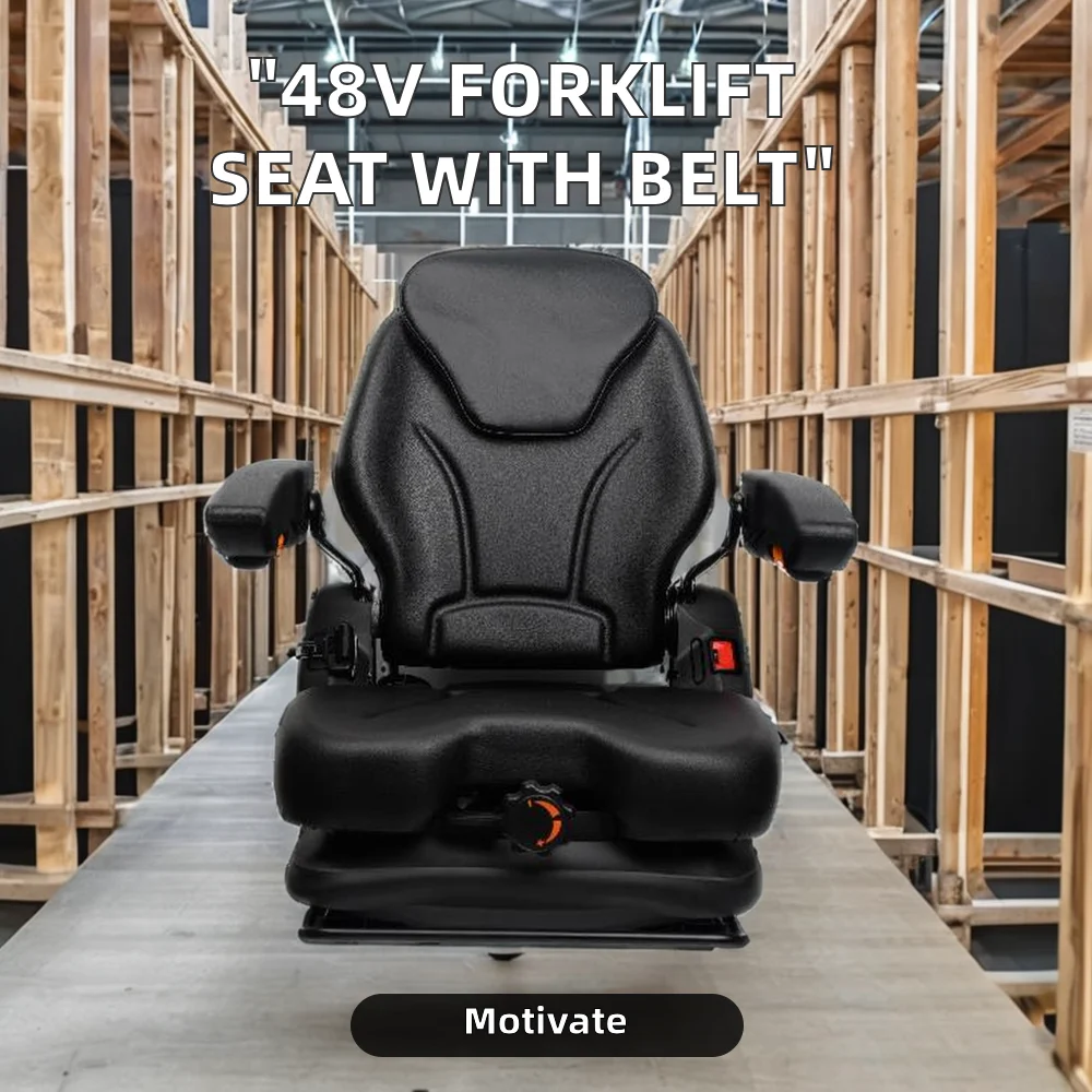 New 24V Forklift Suspension Seat With Retractable Seat Belt For Industrial Machinery