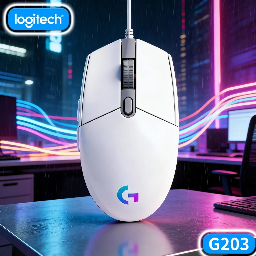 Logitech G203 Wired Gaming Mouse User‑Friendly Plug‑And‑Play Rich RGB Comfy Contour USB Laptop Pc