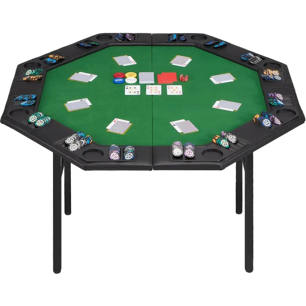 

Покерный стол для 8 игроков, складной стол из техаса с подносами для фишек и складными ножками, восьмиугольный игровой стол для игры в казино для отдыха, B