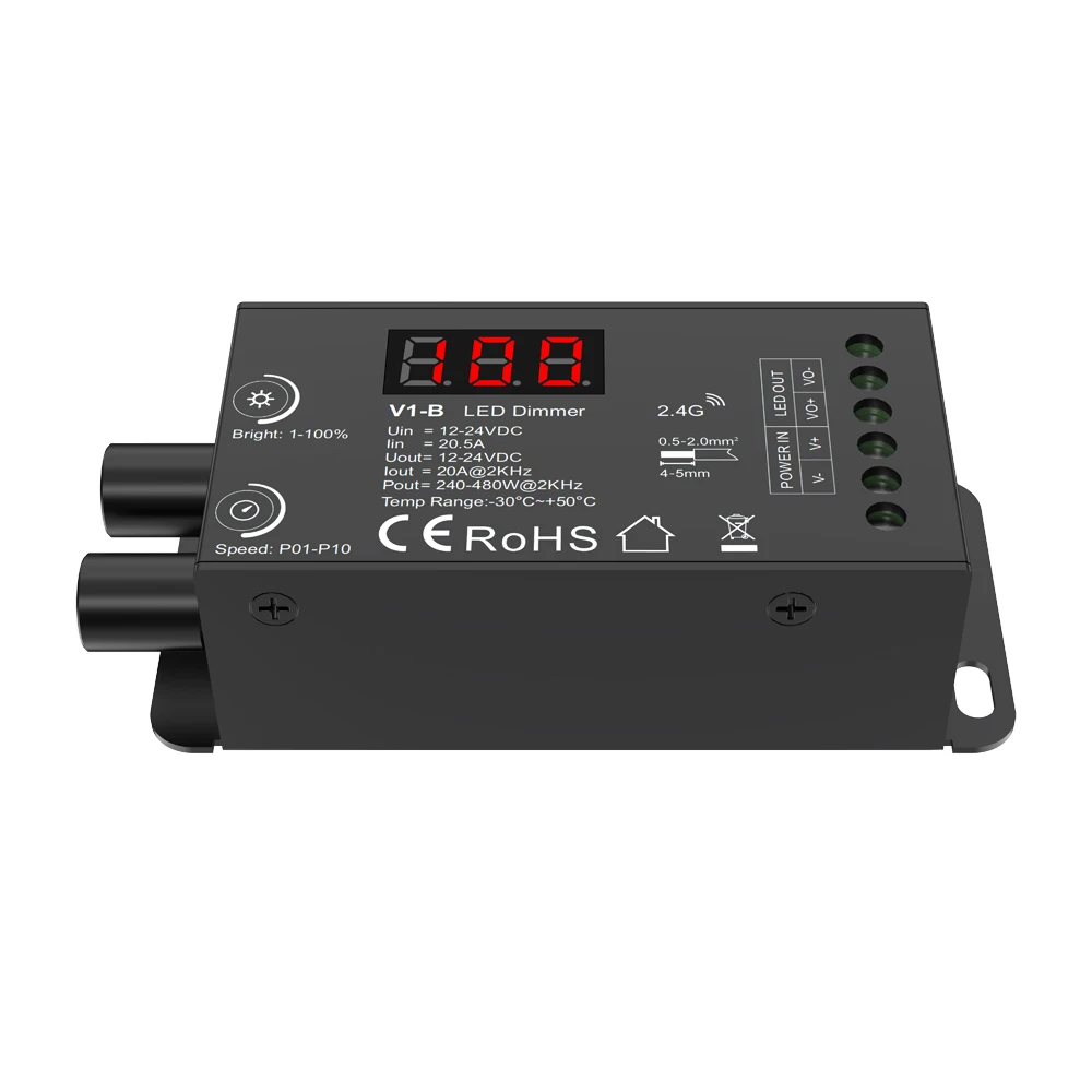 CENFAYA Dual knob LED Dimmer with digital display 1CH 20A 480W Power DC12-24V Controller PWM 250Hz 500Hz 1KHz 2KHz 4KHz 16kHz