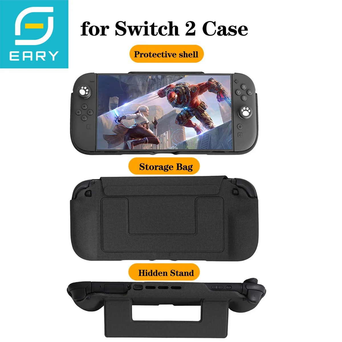 

Eary для Nintendo Switch 2, док-станционный защитный чехол, магнитный игровой чехол, аксессуары, эргономичная удобная ручка из искусственной кожи NS2, подставка в виде ракушки