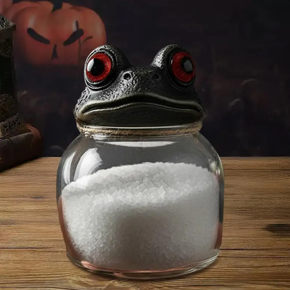 Witchy Frog Apothecary Spice Jars Witchy Potion Spice Jars with Handmade Frog Lids Apothecary Bottles for Herbs Teas Rustic