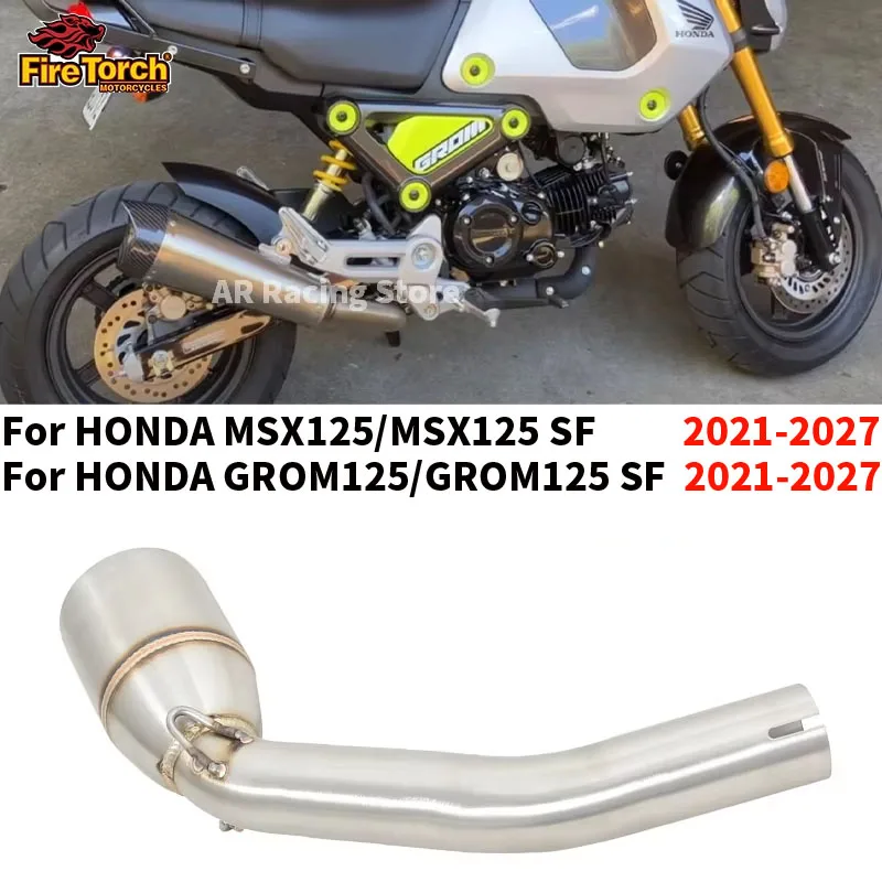 Slip-On für Honda GROM125 MSX125 SF GROM 125 2021 - 2027 Motorrad-Auspuffanlage Moto-Systeme Modifiziertes Mittelrohr 50,8MM