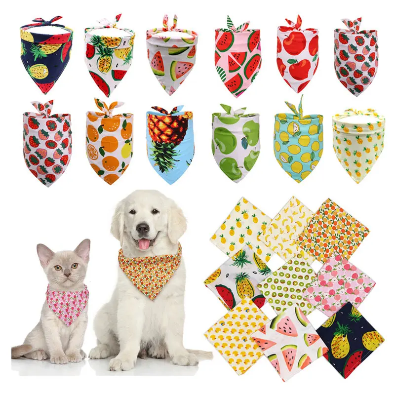 Fruit Cotton Pet Dog Bandana Large Cat Scarf Accessories Triangular Bandage Cute Summer for Teddy Small Medium dogs supplies