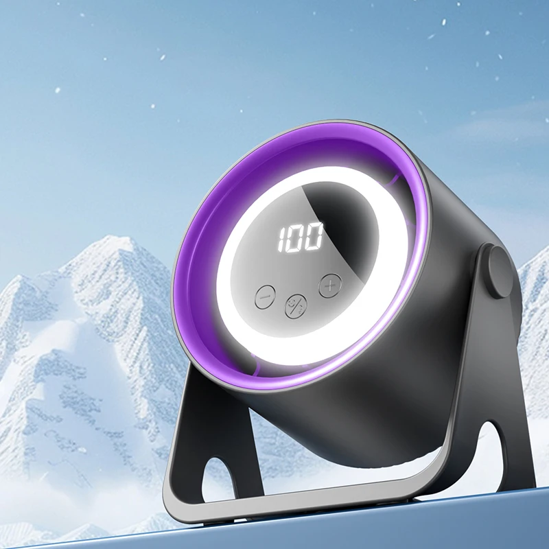 

New 1800mAH desktop bladeless electric fan, USB rechargeable with ambient light, silent turbo fan, 100 speed air cooler