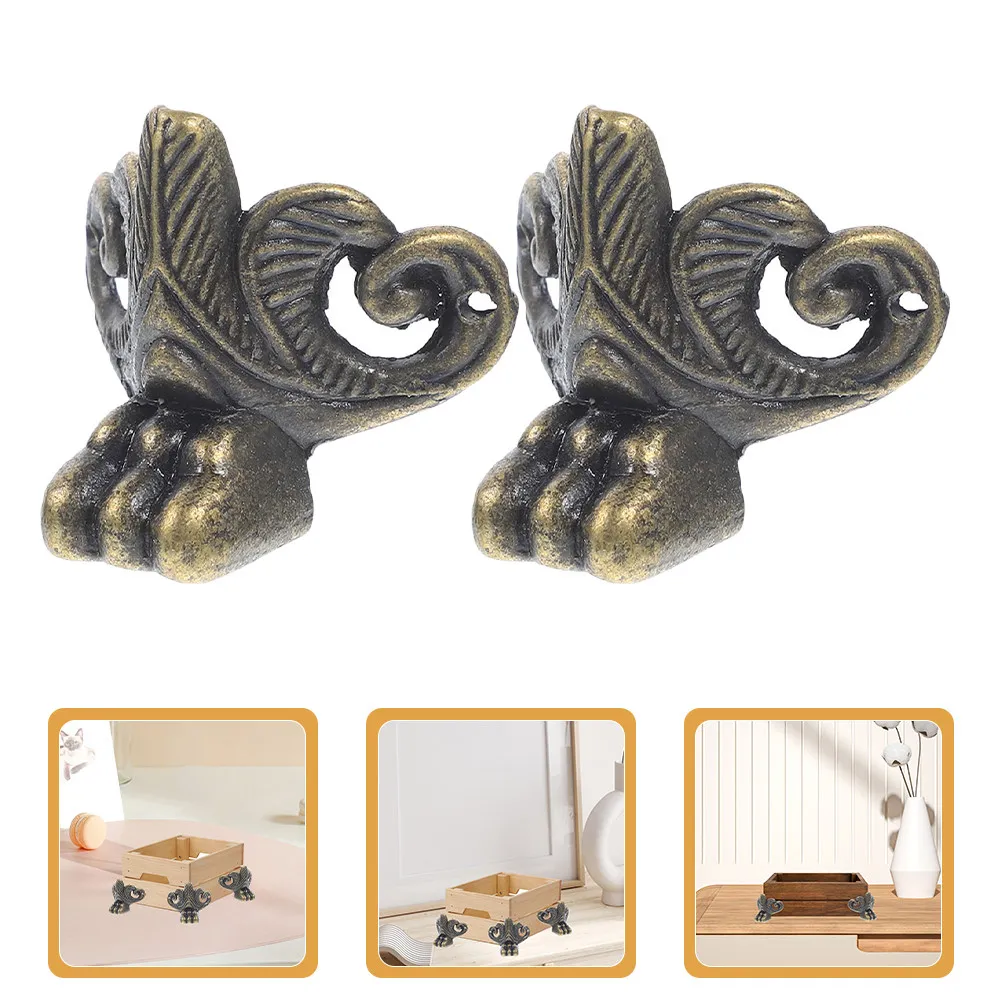 6Pcs Decorative Box Feet Vintage Metal Corner Protectors for Wood Case Jewelry Chest Furniture Legs Support Brackets