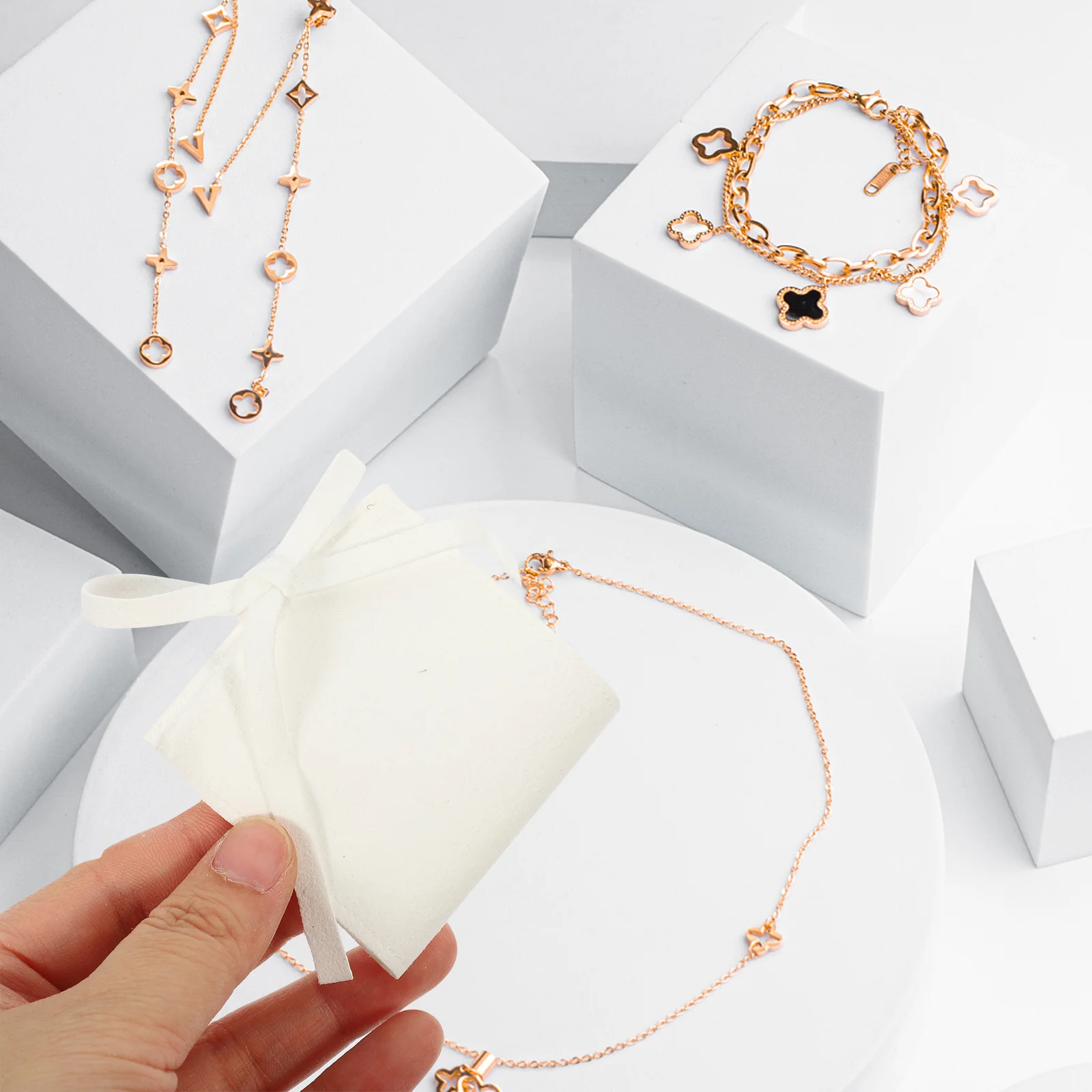 

10pcs Jewelry Bags Small Pouches For Necklace Bracelet Earring Storage Gift Packaging Women Microfiber Organizers Portable Cases