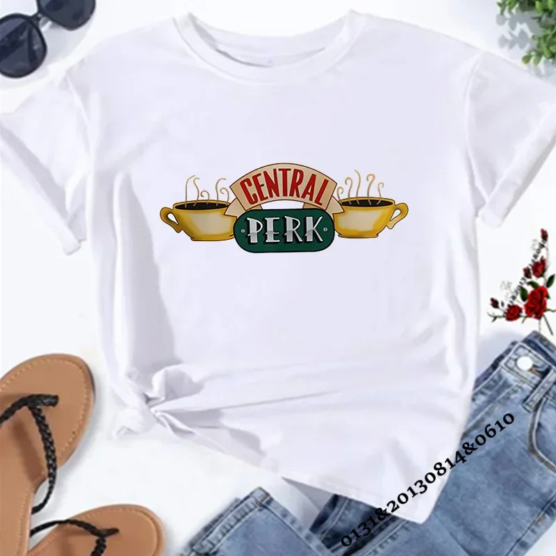 Central Perk T-Shirt Friends TV Show Women's T-Shirt Friends Central Perk Coffe Shop Shirts Cute Best Friends Tees Hipster Tops