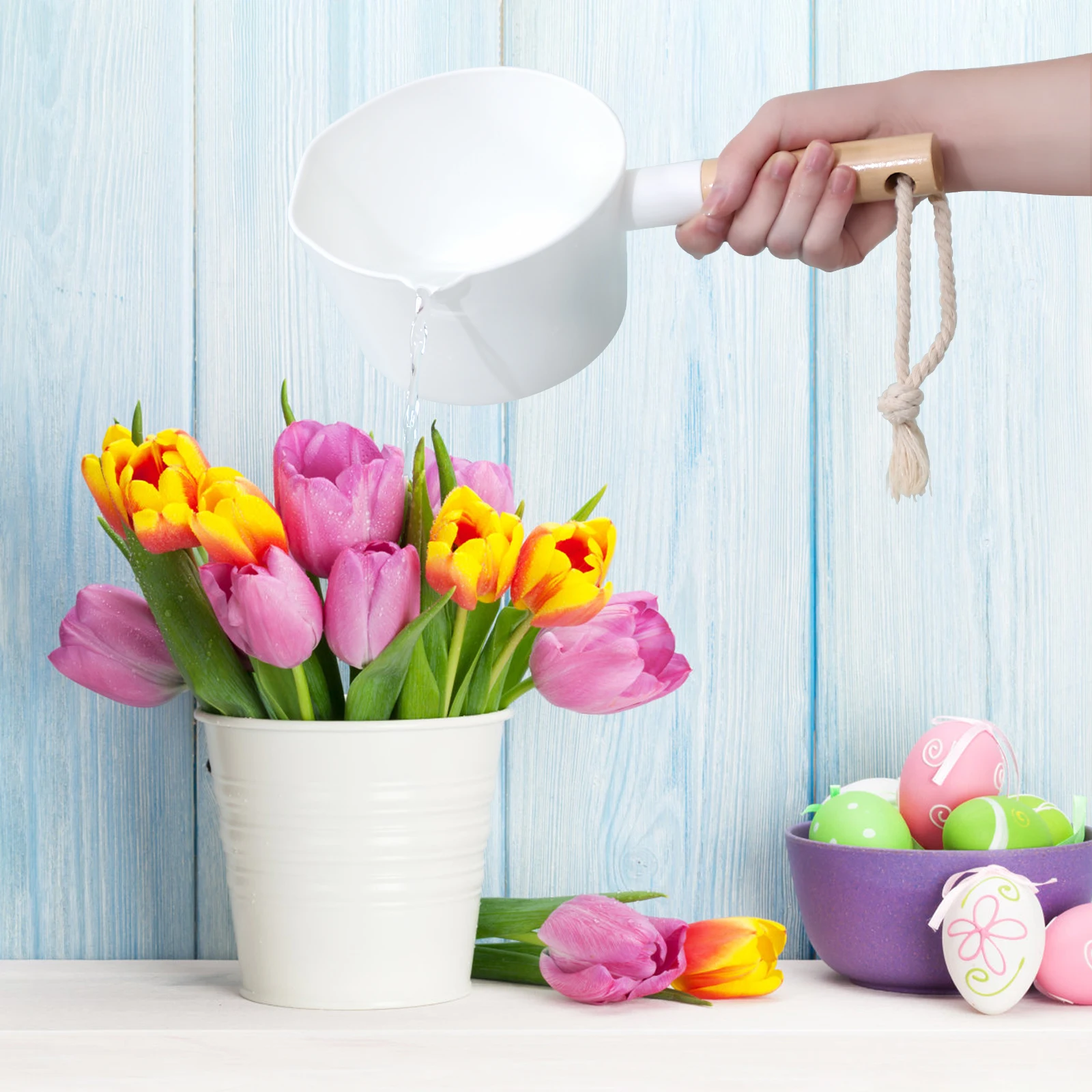 

Kitchen Water Long Water Ladle Handle Big Capacity Reusable Bamboo Wood Bath Dipper Shower Bath Tub Spoon