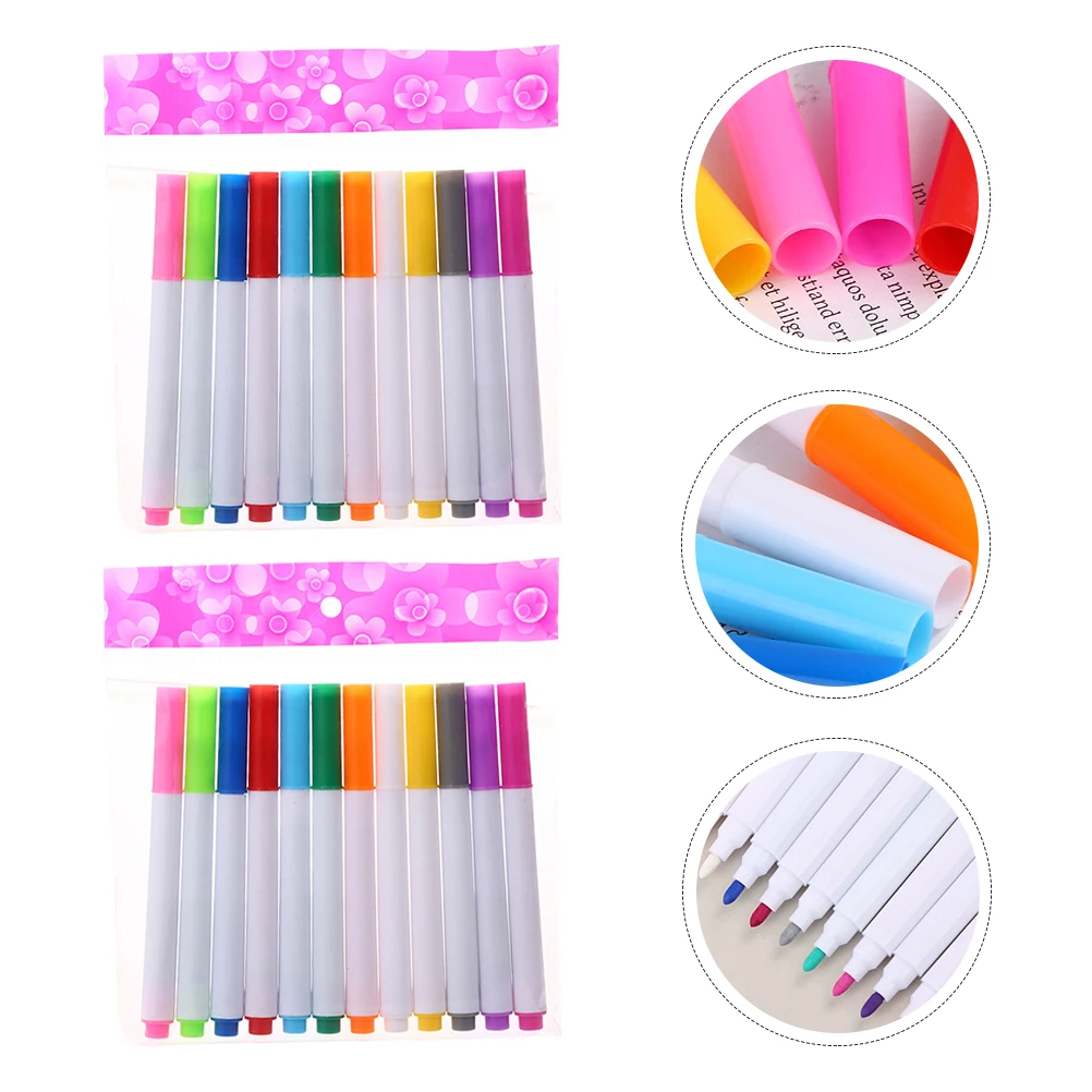 

24 Pcs Quick-drying Fluorescent Lamp Pen Chalkboard Markers Liquid Erasable Pens Plastic Child