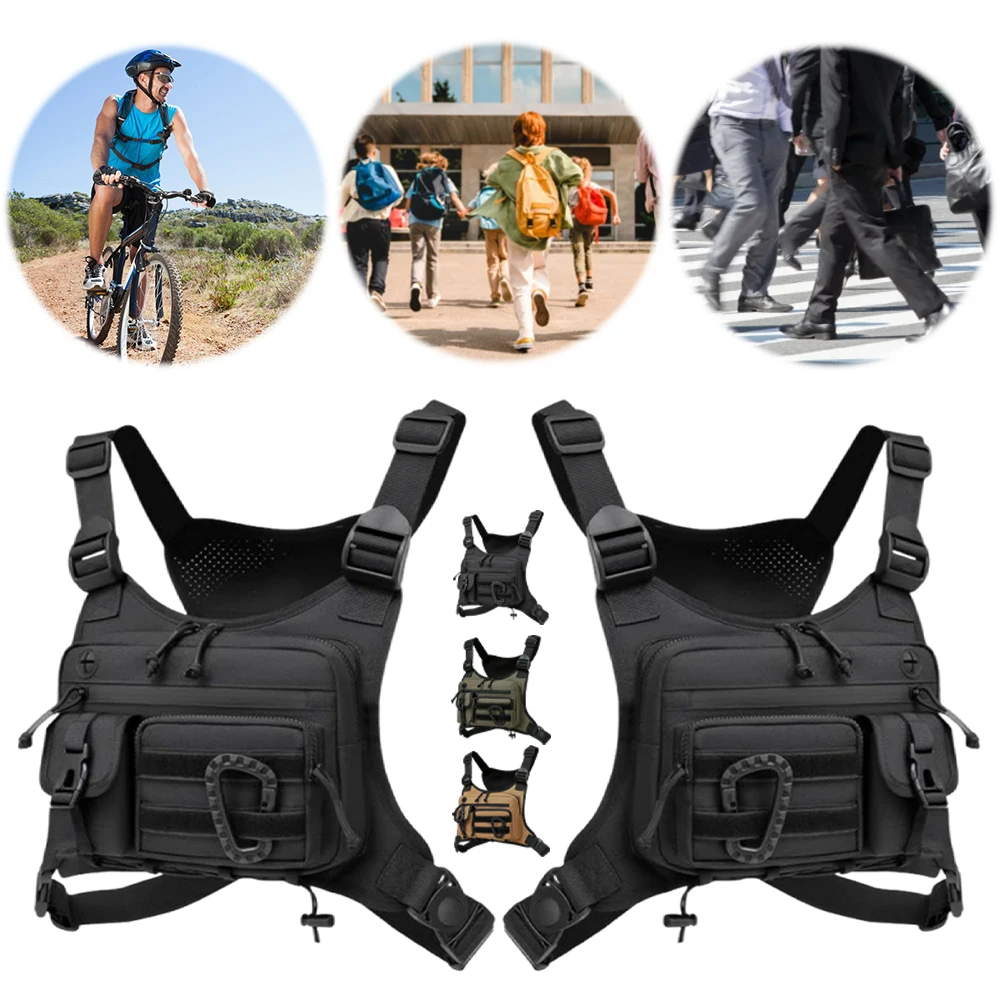 Outdoor Trendy Functionele Rugzak Multi Pocket Multifunctionele Vest Borsttas Verstelbare Riem Reizen Woon-werk Sportrugzak