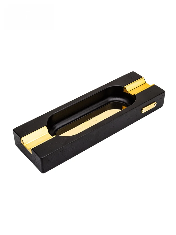 

LUBINSKI Premium Cigar Ashtray Pine Wood Metal Double Slot for Office Home High End Ash Holder Classic Pineapple Pattern