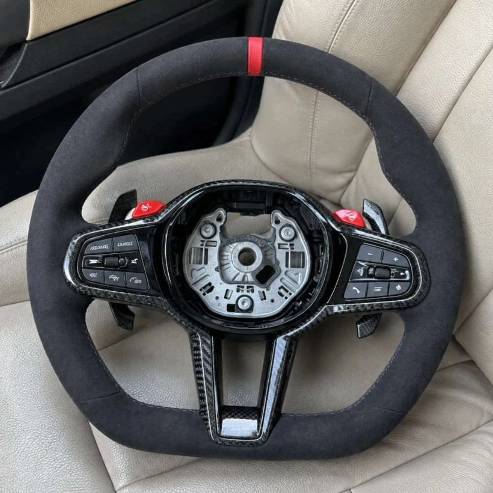 Customized Car Steering Wheel For BMW G82 G42 G21 G80 G07 G30 G42 G87 F90 F80 F86 Suede Leather Steering Wheel