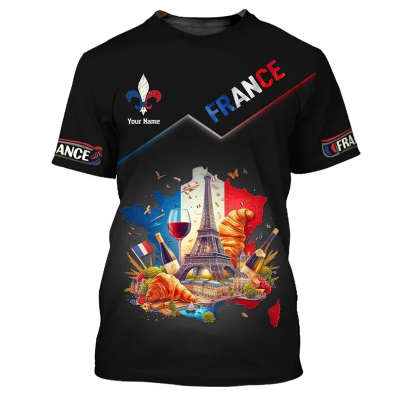 

2026 France Paris Eiffel Tower 3D Print Summer Tees Streetwear Crew Neck Short Sleeve Casual Oversized Men Women Kids Tops