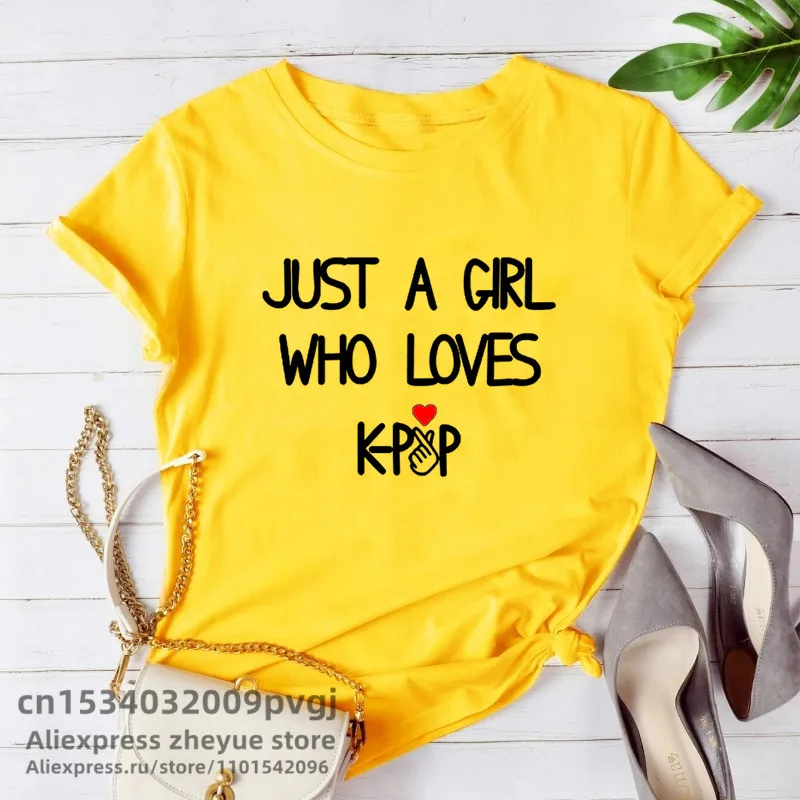 Just A Girl Who Loves Kpop T-shirts for Women Men K-pop Korean Finger Love Concert T-Shirt Short Sleeve Women\'s Clothing