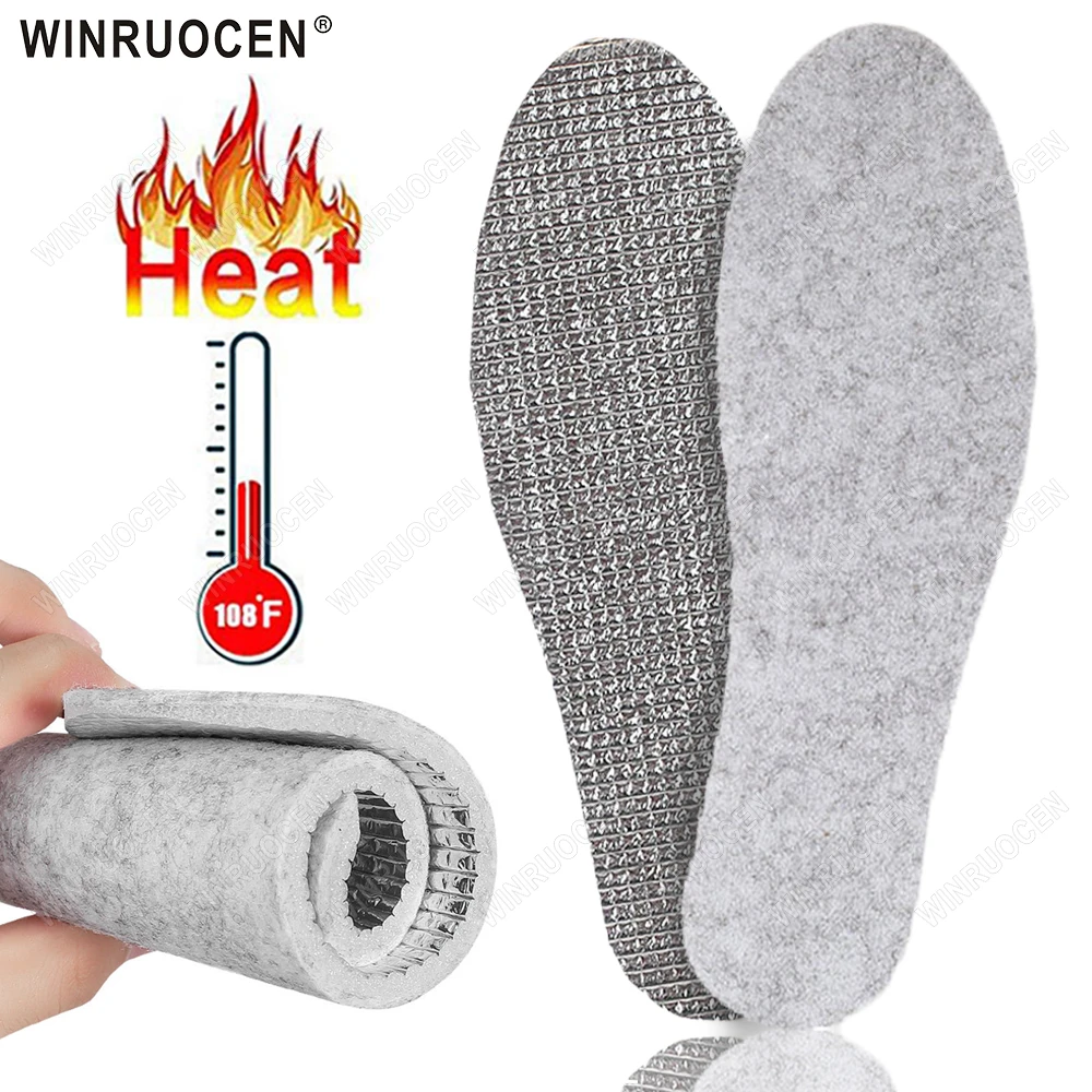 Filz-Aluminiumfolien-Einlegesohlen für den Winter, warm, bequem, Deodorant-Einsatz für Männer und Frauen, Sohle, Sommer, kühl, wasserdichte Woll-Schuhpolster